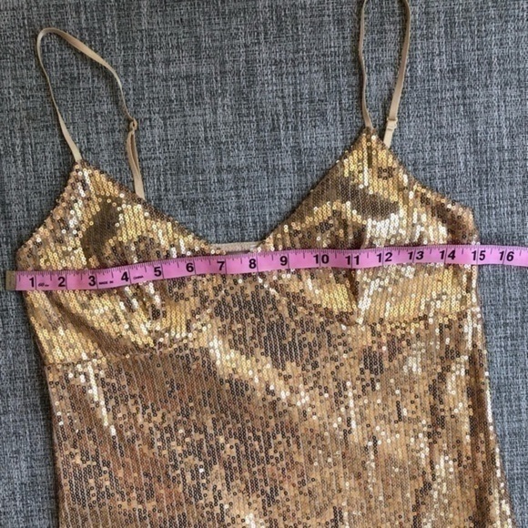 Gold sequin top with spaghetti straps - Picture 6 of 7